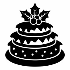 Christmas cake vector,chocolate cake with cherry,cake with candles