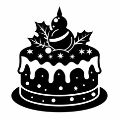 Christmas cake vector,chocolate cake with cherry,cake with candles