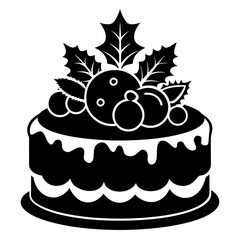 Christmas cake vector,chocolate cake with cherry,cake with candles