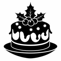 Christmas cake vector,chocolate cake with cherry,cake with candles