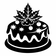 Christmas cake vector,chocolate cake with cherry,cake with candles