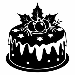 Christmas cake vector,chocolate cake with cherry,cake with candles