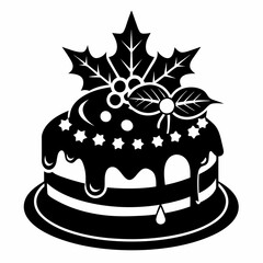 Christmas cake vector,chocolate cake with cherry,cake with candles