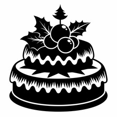 Christmas cake vector,chocolate cake with cherry,cake with candles