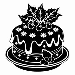 Christmas cake vector,chocolate cake with cherry,cake with candles