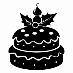 Christmas cake vector,chocolate cake with cherry,cake with candles