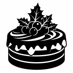 Christmas cake vector,chocolate cake with cherry,cake with candles