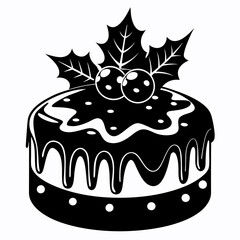 Christmas cake vector,chocolate cake with cherry,cake with candles
