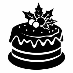 Christmas cake vector,chocolate cake with cherry,cake with candles