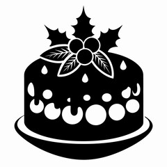 Christmas cake vector,chocolate cake with cherry,cake with candles