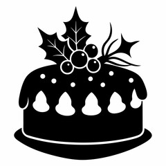 Christmas cake vector,chocolate cake with cherry,cake with candles