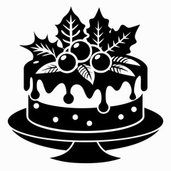Christmas cake vector,chocolate cake with cherry,cake with candles