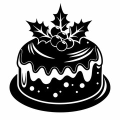 Christmas cake vector,chocolate cake with cherry,cake with candles