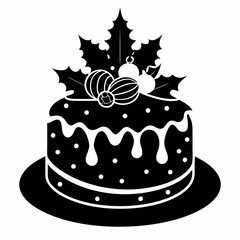 Christmas cake vector,chocolate cake with cherry,cake with candles