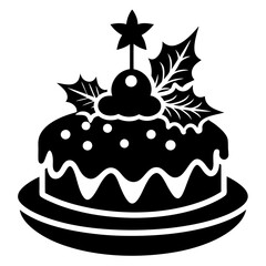 Christmas cake vector,chocolate cake with cherry,cake with candles