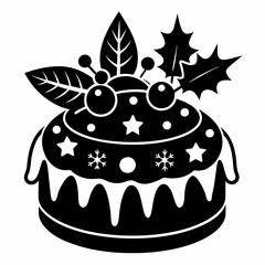 Christmas cake vector,chocolate cake with cherry,cake with candles