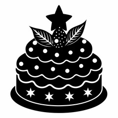 Christmas cake vector,chocolate cake with cherry,cake with candles