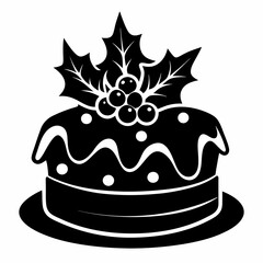 Christmas cake vector,chocolate cake with cherry,cake with candles