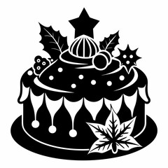 Christmas cake vector,chocolate cake with cherry,cake with candles