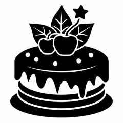 Christmas cake vector,chocolate cake with cherry,cake with candles