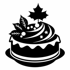 Christmas cake vector,chocolate cake with cherry,cake with candles