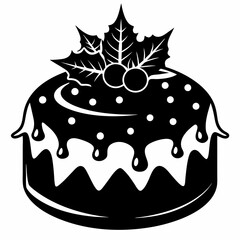 Christmas cake vector,chocolate cake with cherry,cake with candles