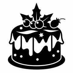 Christmas cake vector,chocolate cake with cherry,cake with candles