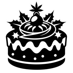 Christmas cake vector,chocolate cake with cherry,cake with candles
