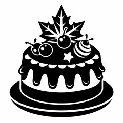Christmas cake vector,chocolate cake with cherry,cake with candles