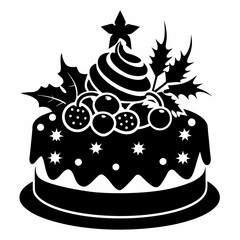 Christmas cake vector,chocolate cake with cherry,cake with candles