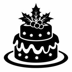 Christmas cake vector,chocolate cake with cherry,cake with candles