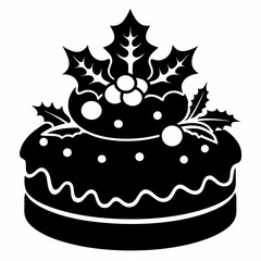 Christmas cake vector,chocolate cake with cherry,cake with candles