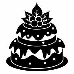 Christmas cake vector,chocolate cake with cherry,cake with candles