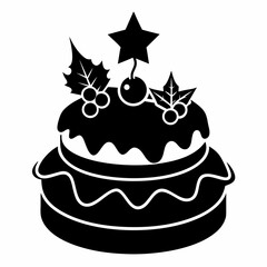 Christmas cake vector,chocolate cake with cherry,cake with candles