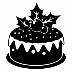 Christmas cake vector,chocolate cake with cherry,cake with candles