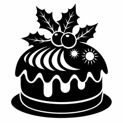 Christmas cake vector,chocolate cake with cherry,cake with candles