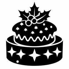 Christmas cake vector,chocolate cake with cherry,cake with candles