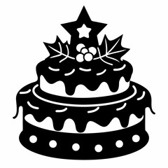 Christmas cake vector,chocolate cake with cherry,cake with candles