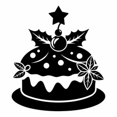 Christmas cake vector,chocolate cake with cherry,cake with candles