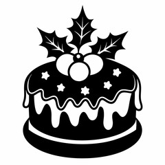 Christmas cake vector,chocolate cake with cherry,cake with candles