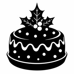 Christmas cake vector,chocolate cake with cherry,cake with candles