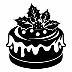 Christmas cake vector,chocolate cake with cherry,cake with candles