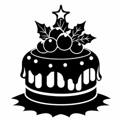 Christmas cake vector,chocolate cake with cherry,cake with candles
