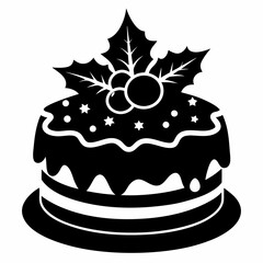 Christmas cake vector,chocolate cake with cherry,cake with candles