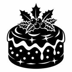 Christmas cake vector,chocolate cake with cherry,cake with candles