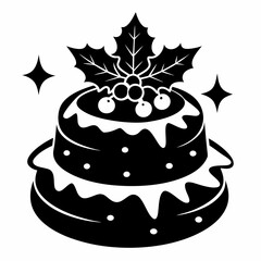 Christmas cake vector,chocolate cake with cherry,cake with candles