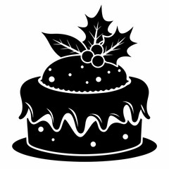 Christmas cake vector,chocolate cake with cherry,cake with candles