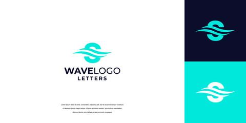 initials letter shaped ocean wave initial logo