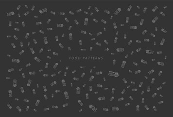Food pattern background, Hand drawn style.