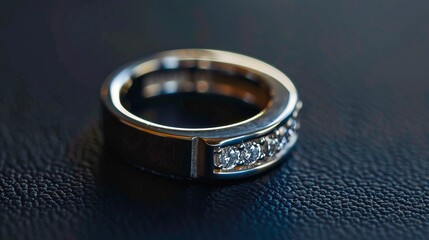 Elegant diamond ring on a dark textured background. High-quality close-up shot in a modern style. Ideal for wedding, engagement, or jewelry concepts. Ideal for luxury and beauty. AI
